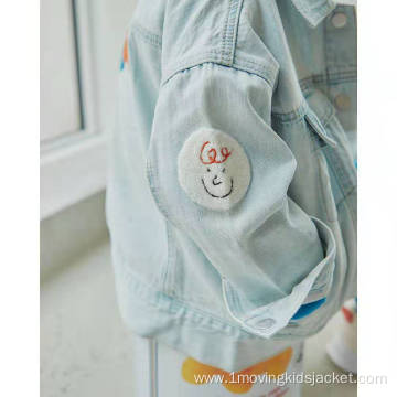 Children's Cartoon Letters Embroidered Denim Jacket